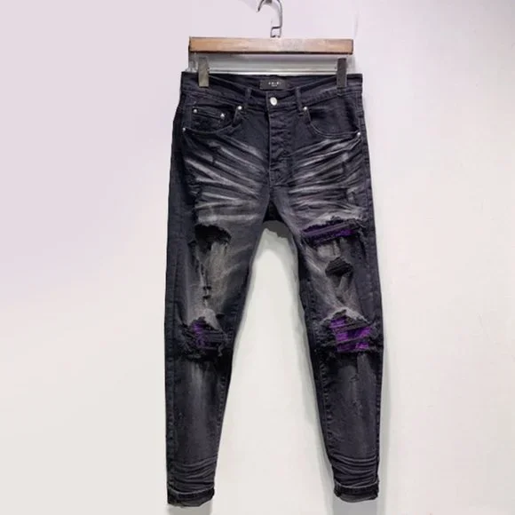 AMIRI | Jeans | Amiri Purple And Black Distressed Denim Jeans 